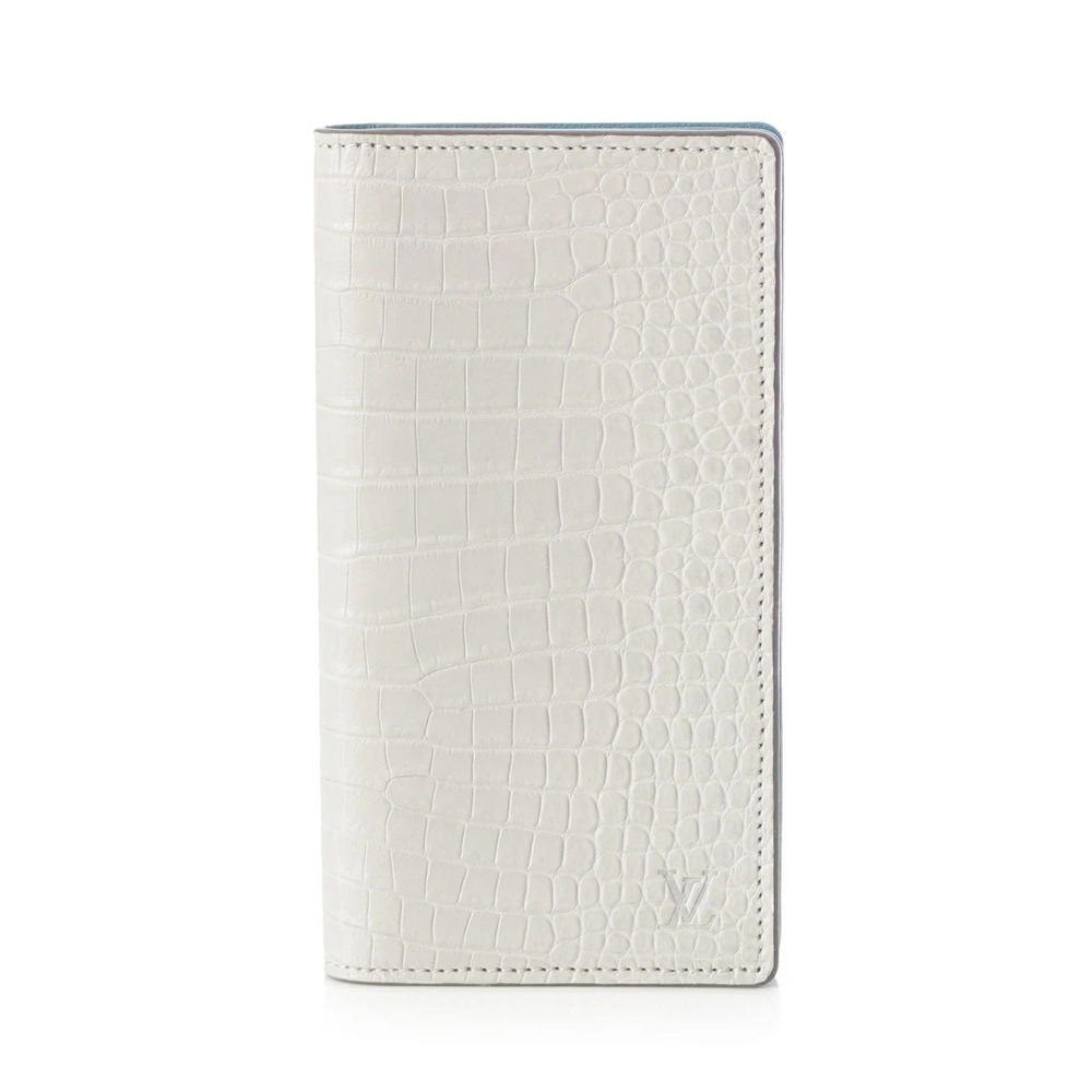 Louis Vuitton LV Portefeuille Brazza crocodile wallet long gray blue